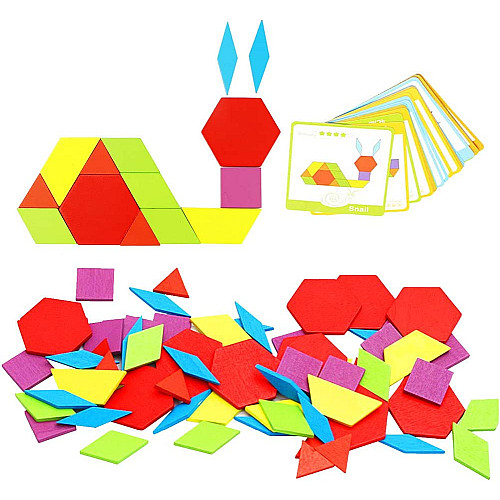 Деревянные геометрические фигуры Танграм с карточками от Obetty