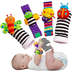 Розвиваючий тактильний набір для малюків (2 браслета і 2 шкарпетки) від Bigib