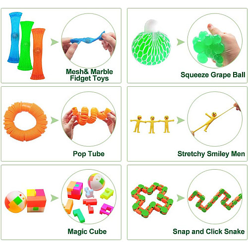 Розвиваючий сенсорний набір Іграшки антистрес (35 предметів)
