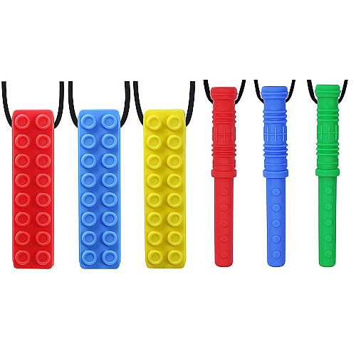 Жевательный сенсорный набор Лего и палочки (6 шт)