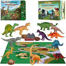 Розвиваючий набір Реалістичні 18 см динозаври з книгою (12 шт)