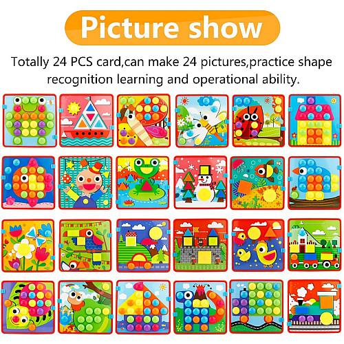 Розвиваюча Колірна мозаїка пегборд (72 кнопки і 24 шаблону)