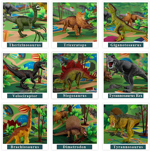 Розвиваючий набір Реалістичні динозаври з килимком (9 шт) від TEMI