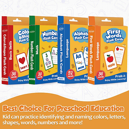 Навчальний набір флеш карти з картинками Алфавіт, числа, кольору (4 набори)