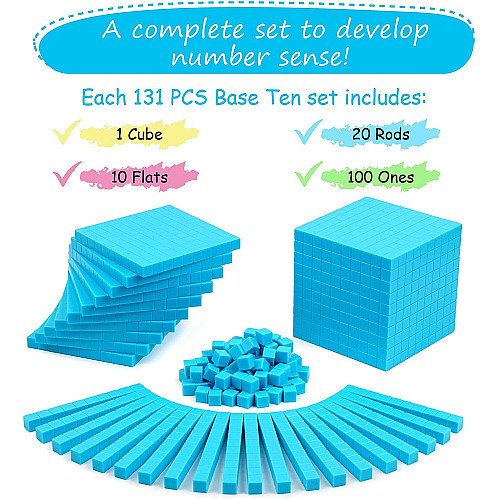 Математический набор блоков Base Ten для сада,1,2,3 класса (131 шт)