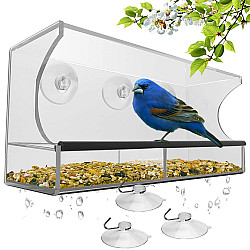 Прозрачная кормушка для птиц на присосках
