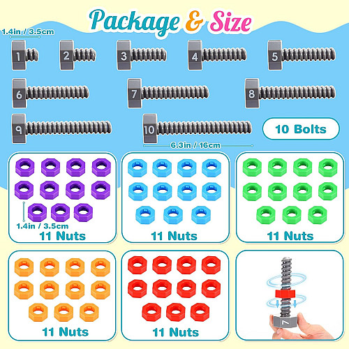 Набор для сортировки и счета Болты и гайки (65 шт)