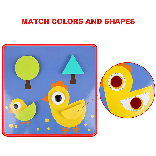Развивающая Цветовая мозаика пегборд (22 кнопки и 12 шаблонов)