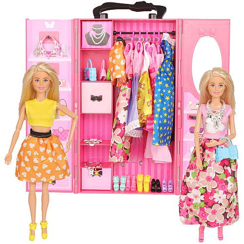 Развивающий набор Шкаф с одеждой для куклы (11 комплектов одежды)