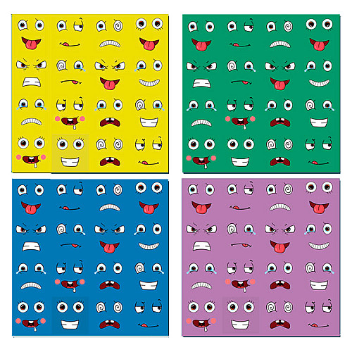 Розвиваючий набір дерев'яні кольорові кубики Смайли Емоції від Obetty