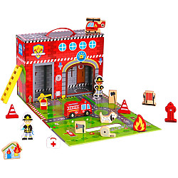Развивающий деревянный набор Пожарная станция (19 предметов)