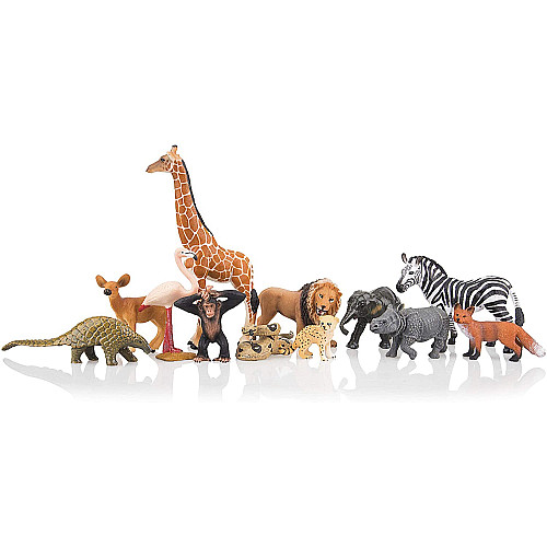 Развивающий набор мини фигурки Животные джунглей и зоопарка (12 шт) от Toymany