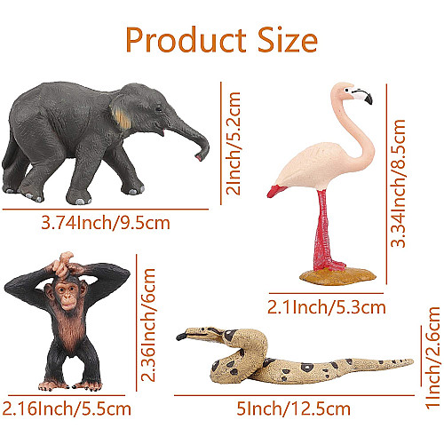 Развивающий набор мини фигурки Животные джунглей и зоопарка (12 шт) от Toymany