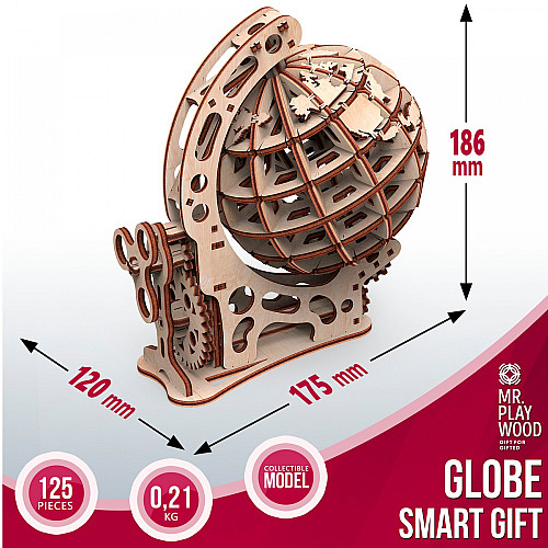 Дерев'яний 3D конструктор Глобус (125 деталей)