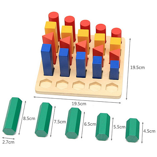 Розвиваючий дерев'яний набір сортер Кольорові геометричні фігури від Obetty