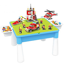 Многофункциональный игровой стол с конструктором Пожарные (407 деталей)
