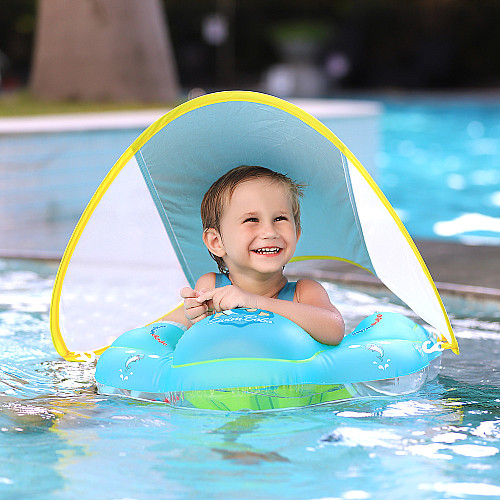Дитячий надувний круг для плавання з сонцезахисним козирком