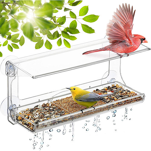 Прозрачная кормушка для птиц с 3 секциями для корма