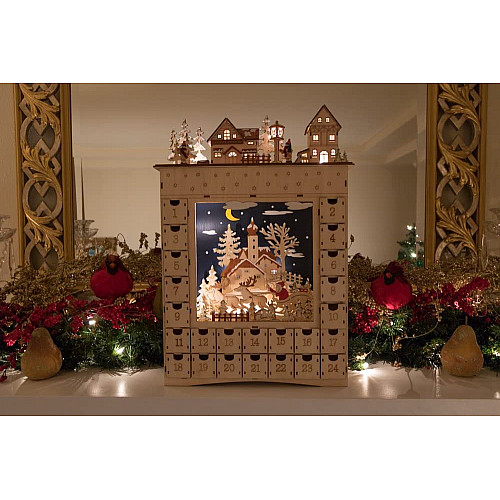 Адвент календарь Санта с оленями с LED подсветкой от Clever Creations