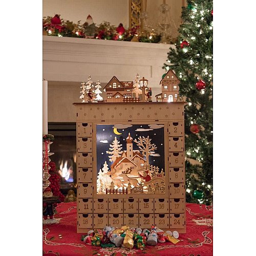 Адвент календарь Санта с оленями с LED подсветкой от Clever Creations