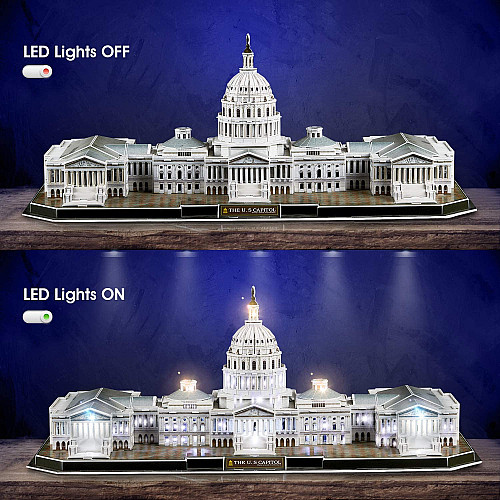Розвиваючий 3D пазл Капітолій США у Вашингтоні з LED підсвічуванням (150 деталей) від CubicFun