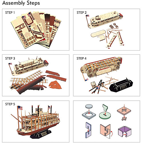 Розвиваючий 3D пазл пароплав Міссісіпі (142 деталі) від CubicFun