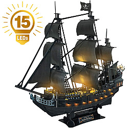 Развивающий 3D пазл Пиратский корабль Месть королевы Анны с LED подсветкой (340 деталей) от CubicFun
