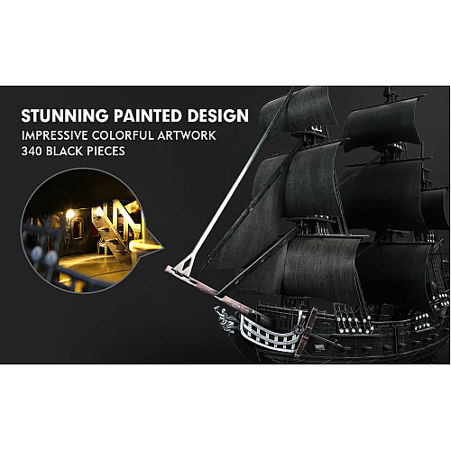 Розвиваючий 3D пазл Піратський корабель Помста королеви Анни з LED підсвічуванням (340 деталей) від CubicFun
