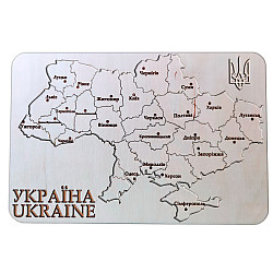 Деревянный тактильно-сенсорный пазл карта Украины 