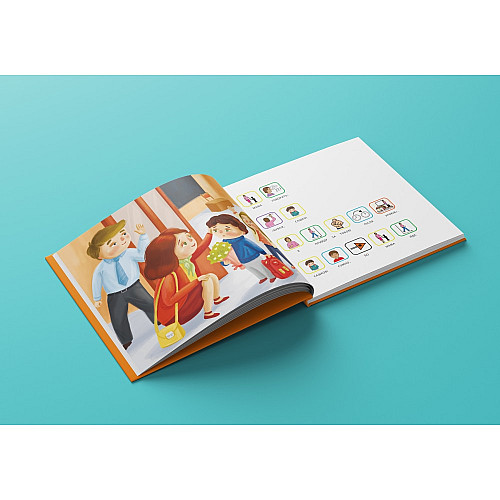 Книга з піктограмами "Сашко іде до школи" українською мовою