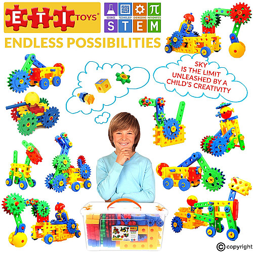 Развивающий STEM конструктор с шестеренками (109 шт) от ETI Toys