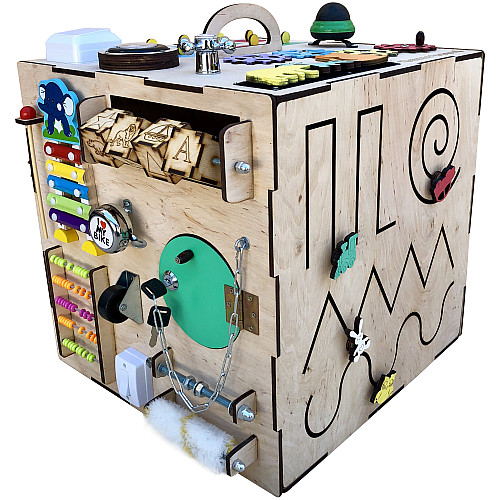 Развивающая игрушка Бизикуб 40х40 см с выдвижным ящиком