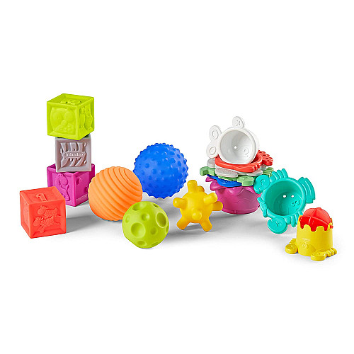 Розвиваючий набір Сенсорні м'ячики, кубики та чашечки (16 шт) від Infantino