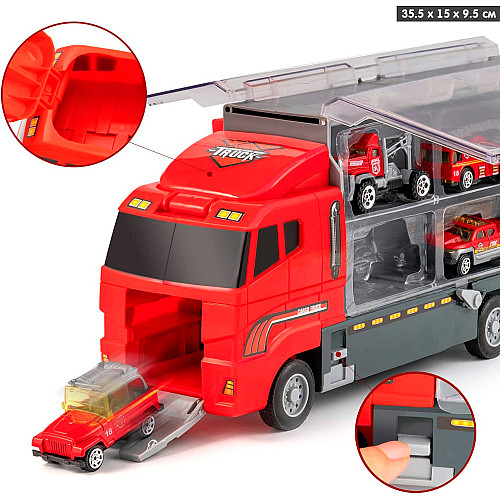 Развивающий набор трак Пожарная машина с мини машинками (11 шт) от Obetty