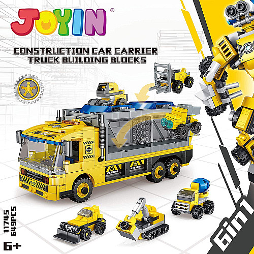 Розвиваючий STEM конструктор Будівельна вантажівка з машинками (6 шт) від JOYIN