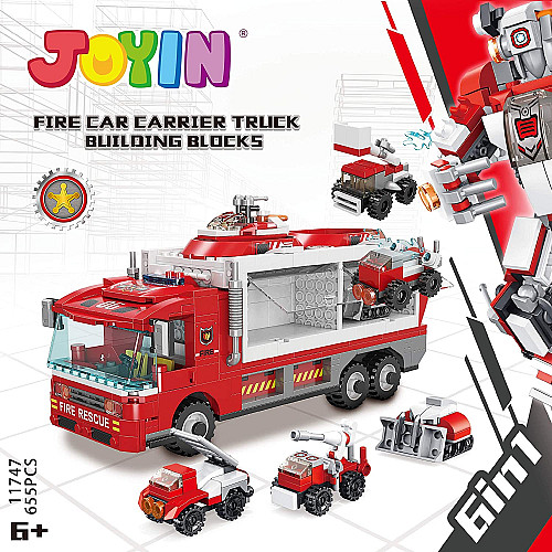 Розвиваючий STEM конструктор Пожежна вантажівка з машинками (6 шт) від JOYIN