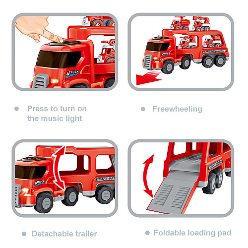 Развивающий набор Трак с пожарной техникой (4 мини машинок) от Obetty