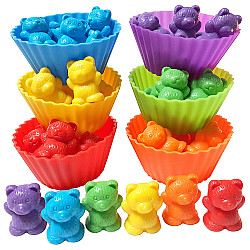 Набор для счета Разноцветные мишки в трех размерах в корзиночках (54 шт.)