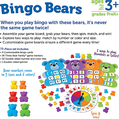 Навчальна настільна гра Bingo ведмеді (73 елементи) від Learning Resources