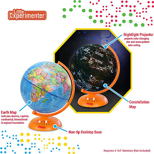 Яскравий глобус з картою зоряного неба і проектором від Little Experimenter