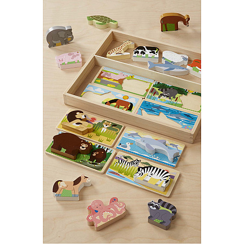 Развивающий набор деревянных карточек Животные от Melissa & Doug