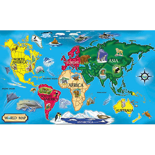 Развивающий большой пазл Карта мира (33 детали) от Melissa & Doug