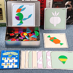 Развивающий набор Деревянный танграм с карточками (170 шт) от Obetty