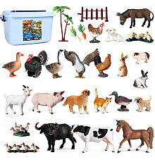 Большой развивающий набор фигурок в пластиковой коробке Домашние животные (37 фигур) от Obetty