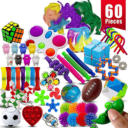 Розвиваючий сенсорний набір Іграшки антистрес (60 предметів) від Obetty