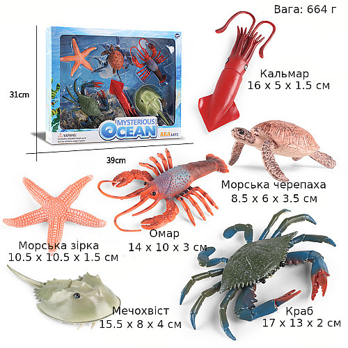 Розвиваючий набір фігурок Морські тварини (6 шт) від Obetty