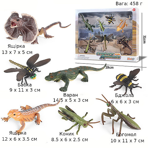 Розвиваючий набір фігурок тварин та насекомих (7 шт) від Obetty