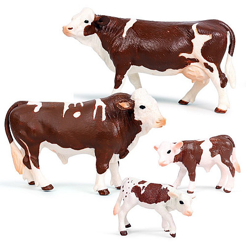 Розвиваючий набір фігурок Сім'я коричнево-білих корів (4 шт) від Obetty