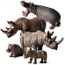 Развивающий набор фигурок Семья носорогов и бегемотов (5 шт) от Obetty
