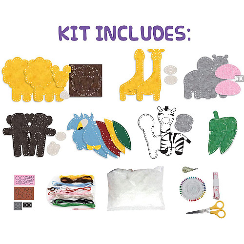 Набір для шиття Сафарі тварини (7 шт) від Craftster's Sewing kits